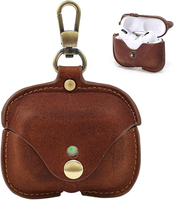 Airpods Pro & 2nd Generation Pro Leather Case Cover for Premium Leather Vintage Portable Shockproof Protective Cover for AirPods Pro - (Dark Brown)