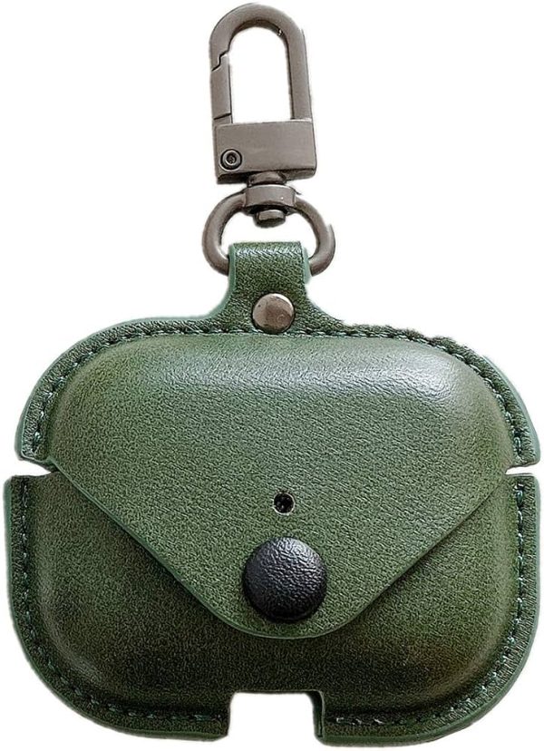 Airpods Pro & 2nd Generation Pro Leather Case Cover for Premium Leather Vintage Portable Shockproof Protective Cover for AirPods Pro - (Green)