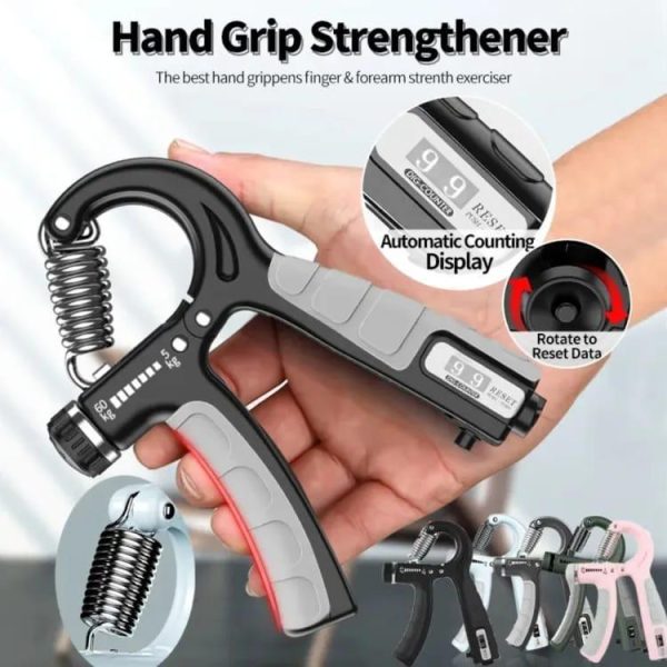 Hand Gripper, R-Shape Adjustable / Countable Hand Grip Strength Exercise Strengthener Gripper, Indoor Fitness Equipment