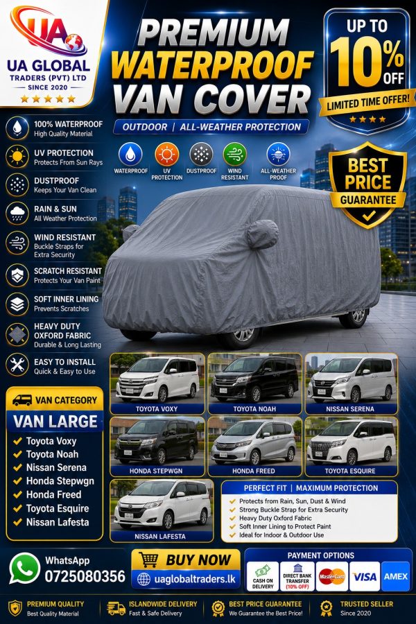 Van Cover (Large Size) Premium Waterproof Outdoor | Heavy Duty All Weather UV, Rain, Dust & Scratch Protection